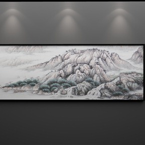 新中式 风景画 山水画装饰画无框画