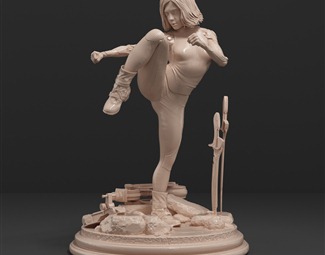 现代战斗天使阿塔丽雕塑