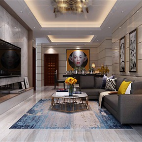 后现代 客餐厅 客厅沙发茶几组合