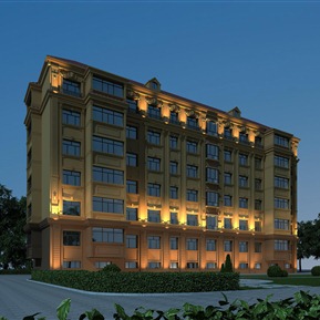 欧式 住宅区 住宅楼夜景