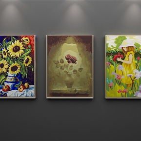 现代 油画 三联装饰画