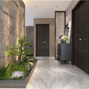 现代 过道 景观墙