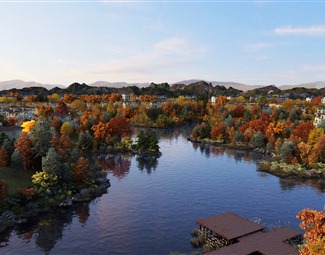 现代 湖 秋景