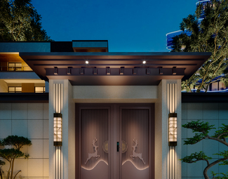 新中式 大门 简约户外庭院