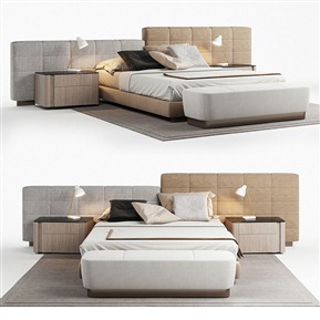 现代 双人床 双人床床头靠垫台灯床头灯床头柜