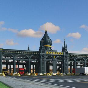 欧式 收费站 铁艺廊架