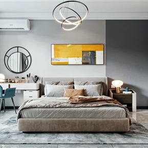 现代 卧室 主卧室