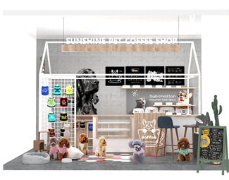 工业LOFT 工作台 猫猫咖啡店