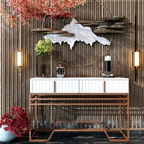 新中式 玄关柜 玄关 端景柜 边柜 墙饰 摆件 装饰品 壁灯