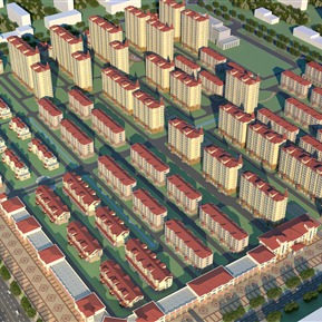 欧式 鸟瞰图 商业办公住宅楼