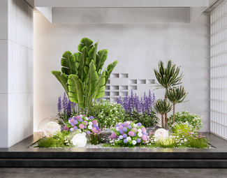 现代 景观小品 植物组合