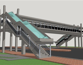 现代人行天桥su模型下载