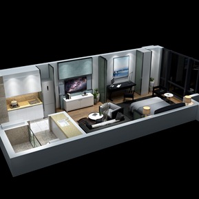 现代 公寓 客厅整体