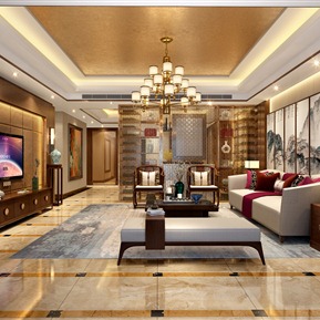 新中式 客厅 客餐厅门厅