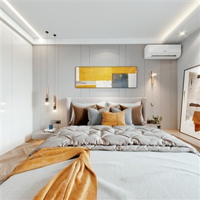 现代 卧室 主卧室全景