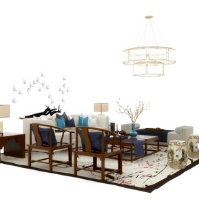 新中式 沙发茶几组合