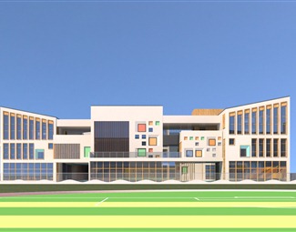 现代学校室外景墙