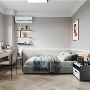 现代 卧室 卧室书房