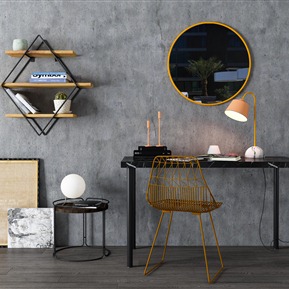 现代 书桌椅 装饰柜 边柜 装饰品组合