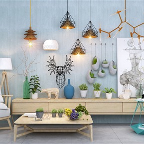 北欧 电视柜 摆件 饰品 吊灯 边几 墙饰 休闲椅