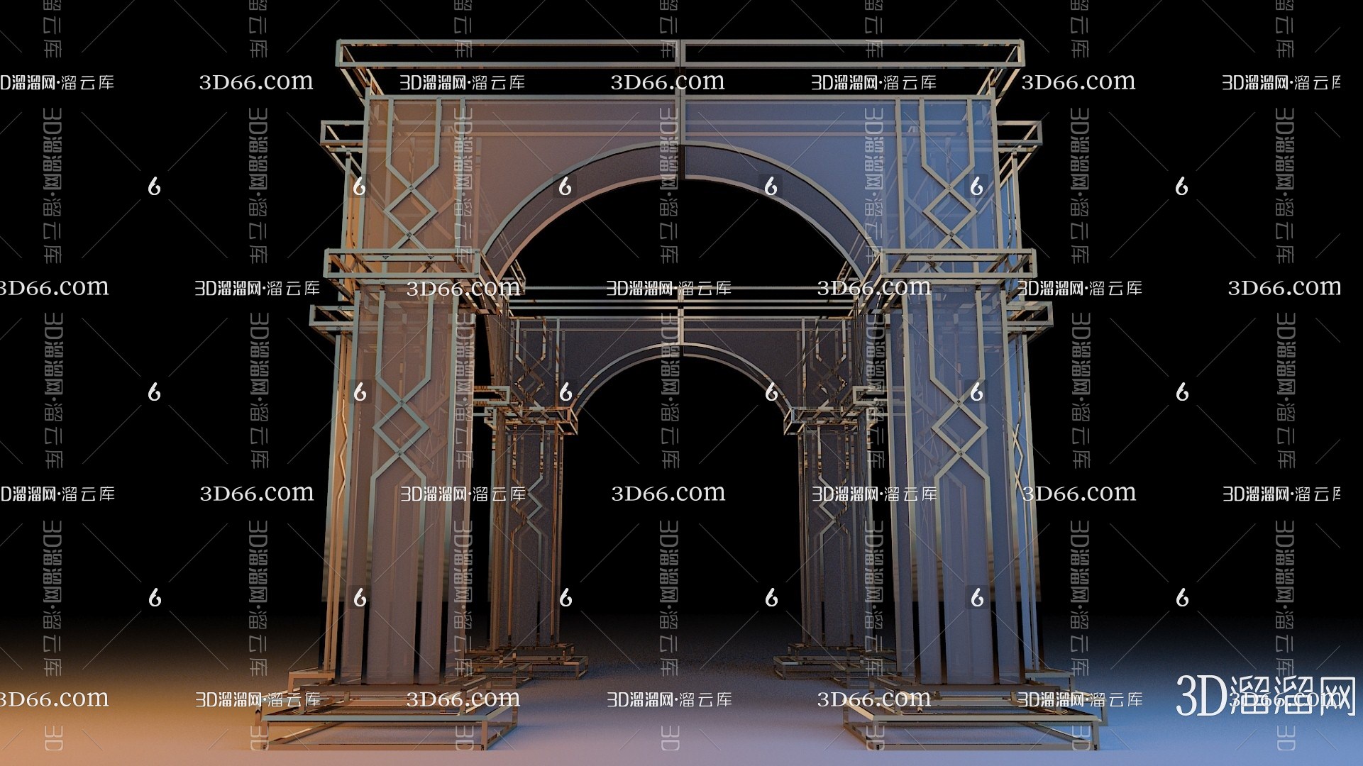 后现代半圆形门拱3d模型下载