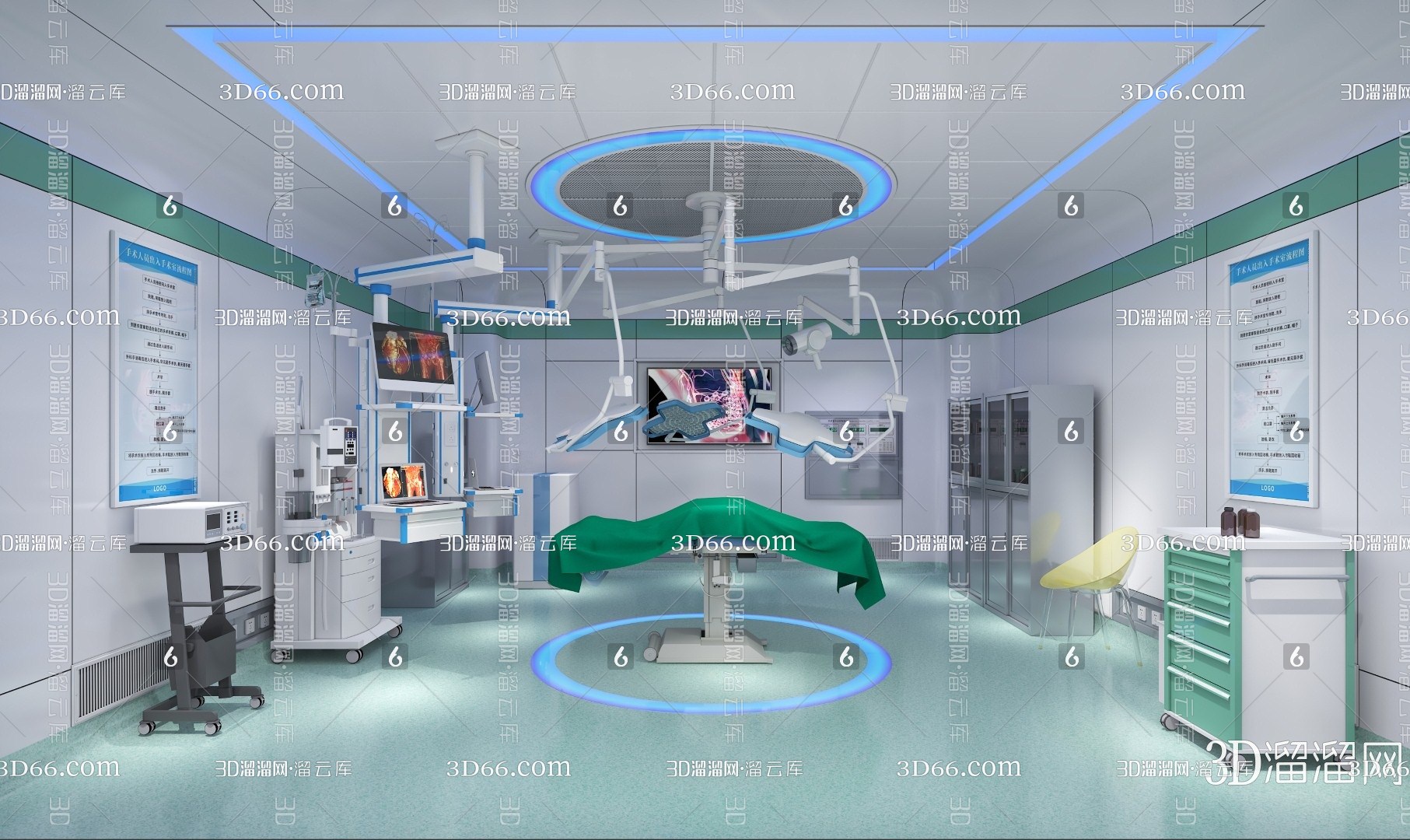 现代手术室效果图3d模型下载